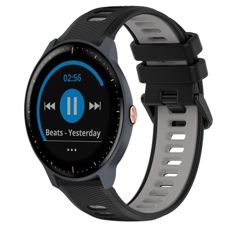 For Garmin Vivoactive3 Music 20mm Sports Two-Color Silicone Watch Band(Black+Grey) - Smart Wear by PMC TechLife | Online Shopping South Africa | PMC TechLife