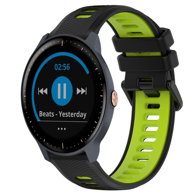 For Garmin Vivoactive3 Music 20mm Sports Two-Color Silicone Watch Band(Black+Green) - Smart Wear by PMC TechLife | Online Shopping South Africa | PMC TechLife