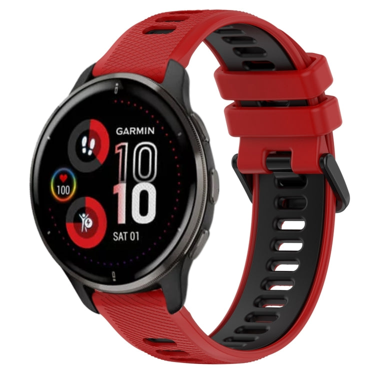 For Garmin Venu 2 Plus 20mm Sports Two-Color Silicone Watch Band(Red+Black) - Smart Wear by PMC TechLife | Online Shopping South Africa | PMC TechLife