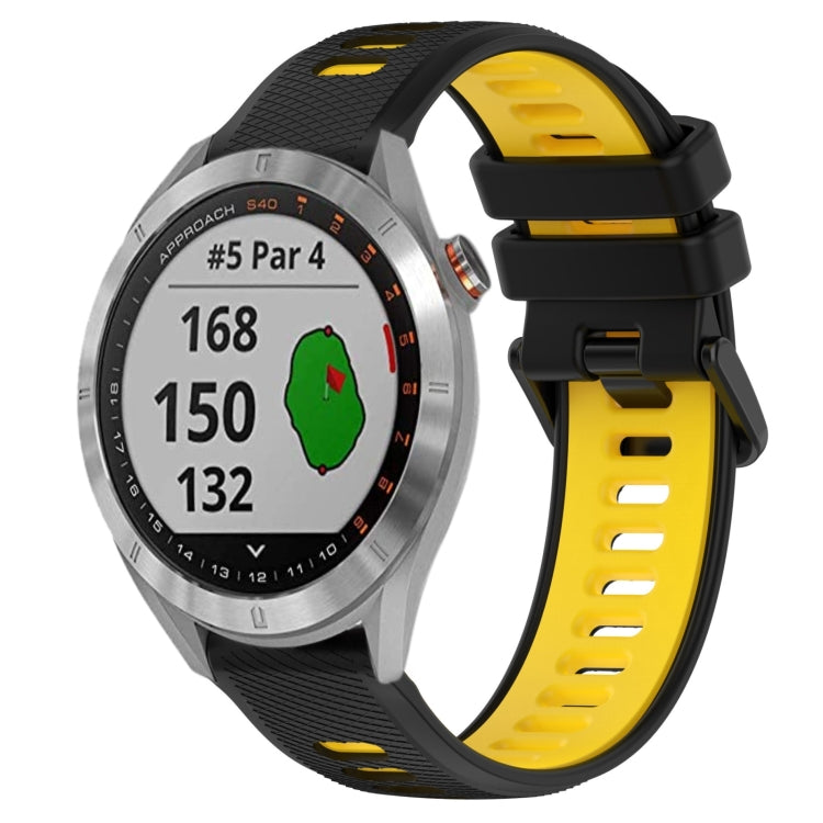 For Garmin Approach S40 20mm Sports Two-Color Silicone Watch Band(Black+Yellow) - Smart Wear by PMC TechLife | Online Shopping South Africa | PMC TechLife