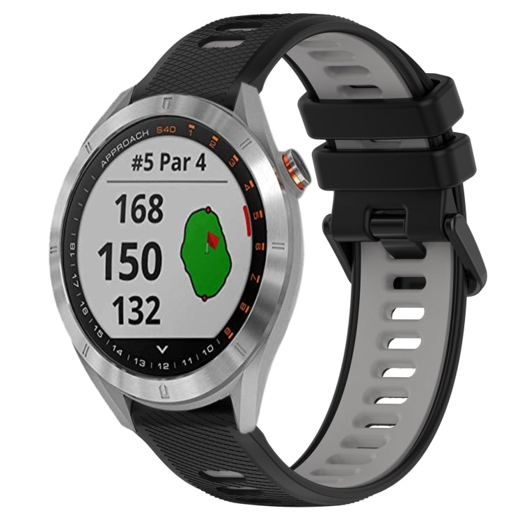 For Garmin Approach S40 20mm Sports Two-Color Silicone Watch Band(Black+Grey) - Smart Wear by PMC TechLife | Online Shopping South Africa | PMC TechLife