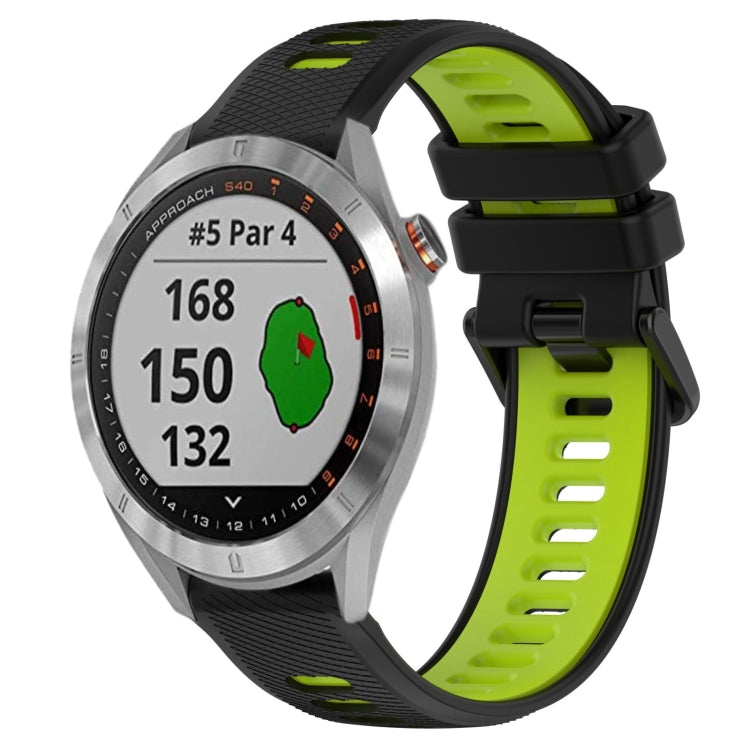 For Garmin Approach S40 20mm Sports Two-Color Silicone Watch Band(Black+Green) - Smart Wear by PMC TechLife | Online Shopping South Africa | PMC TechLife