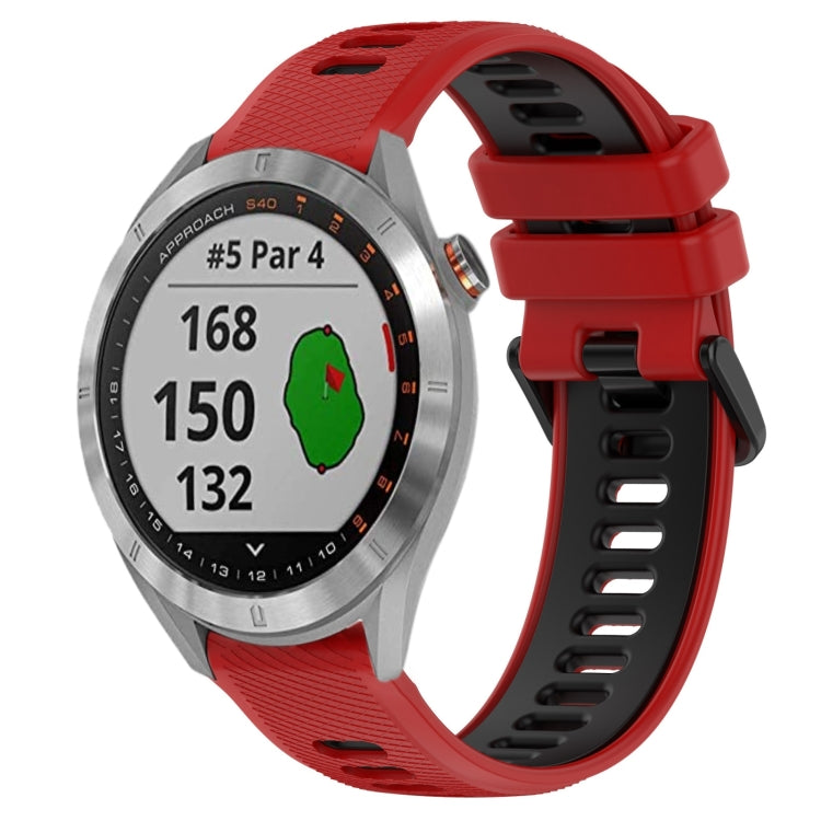 For Garmin Approach S40 20mm Sports Two-Color Silicone Watch Band(Red+Black) - Smart Wear by PMC TechLife | Online Shopping South Africa | PMC TechLife