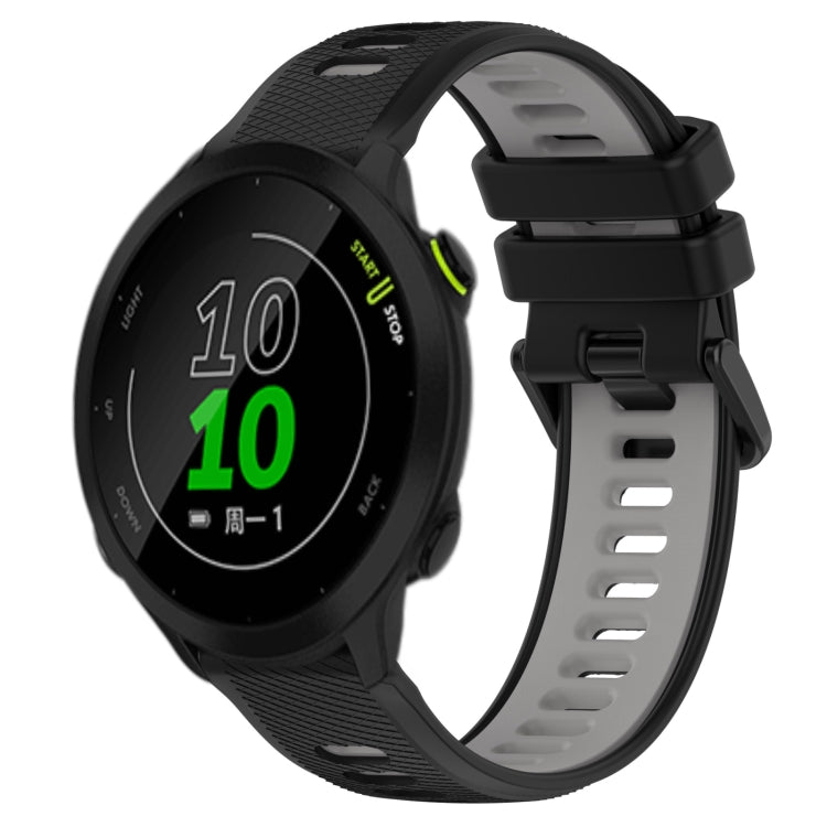 For Garmin Forerunner 158 20mm Sports Two-Color Silicone Watch Band(Black+Grey) - Smart Wear by PMC TechLife | Online Shopping South Africa | PMC TechLife