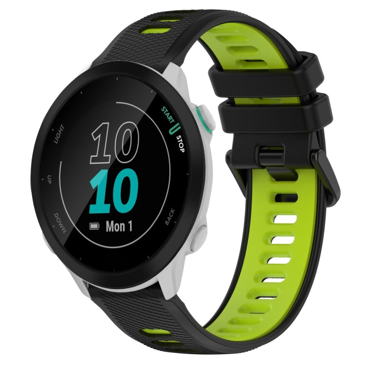 For Garmin Forerunner 55 20mm Sports Two-Color Silicone Watch Band(Black+Green) - Smart Wear by PMC TechLife | Online Shopping South Africa | PMC TechLife