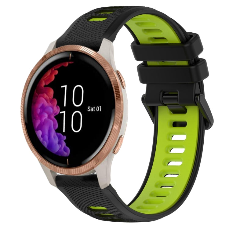 For Garmin Venu 20mm Sports Two-Color Silicone Watch Band(Black+Green) - Smart Wear by PMC TechLife | Online Shopping South Africa | PMC TechLife