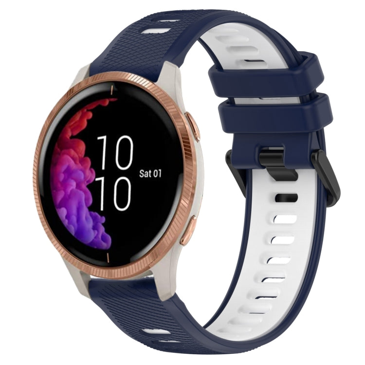 For Garmin Venu 20mm Sports Two-Color Silicone Watch Band(Midnight Blue+White) - Smart Wear by PMC TechLife | Online Shopping South Africa | PMC TechLife