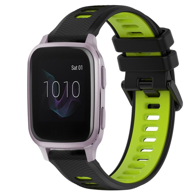 For Garmin Venu SQ 20mm Sports Two-Color Silicone Watch Band(Black+Green) - Smart Wear by PMC TechLife | Online Shopping South Africa | PMC TechLife