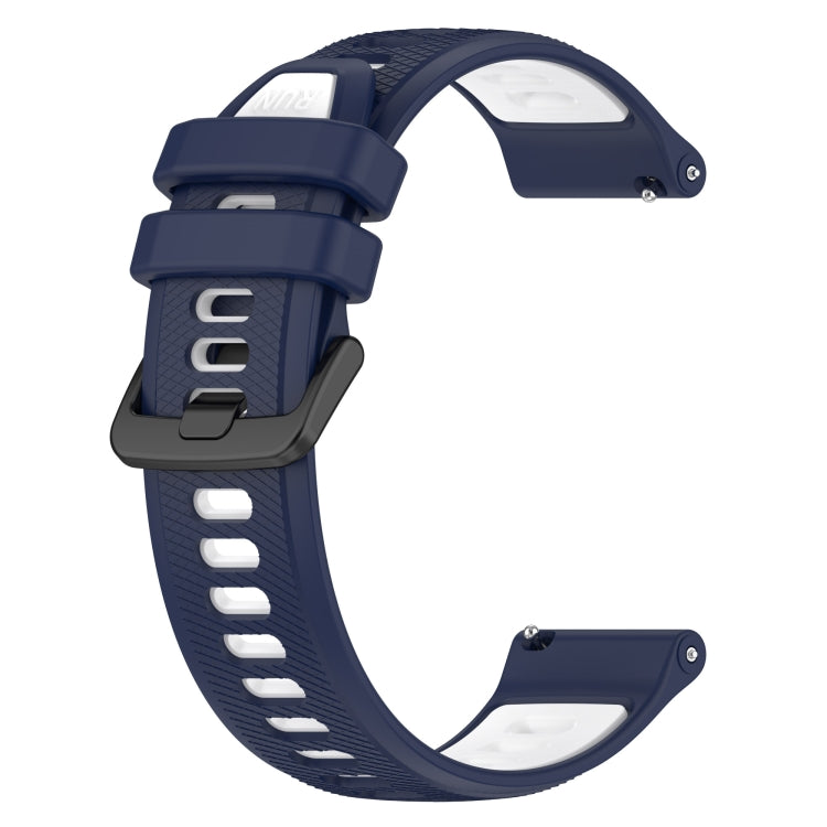 For Garmin VivoMove Style 20mm Sports Two-Color Silicone Watch Band(Midnight Blue+White) - Smart Wear by PMC TechLife | Online Shopping South Africa | PMC TechLife