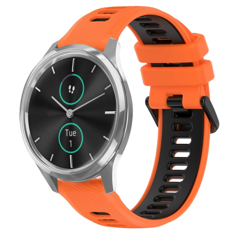 For Garmin VivoMove Luxe 20mm Sports Two-Color Silicone Watch Band(Orange+Black) -  by PMC TechLife | Online Shopping South Africa | PMC TechLife