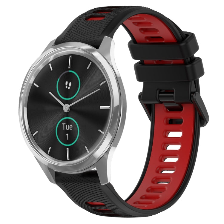 For Garmin VivoMove Luxe 20mm Sports Two-Color Silicone Watch Band(Black+Red) - Smart Wear by PMC TechLife | Online Shopping South Africa | PMC TechLife