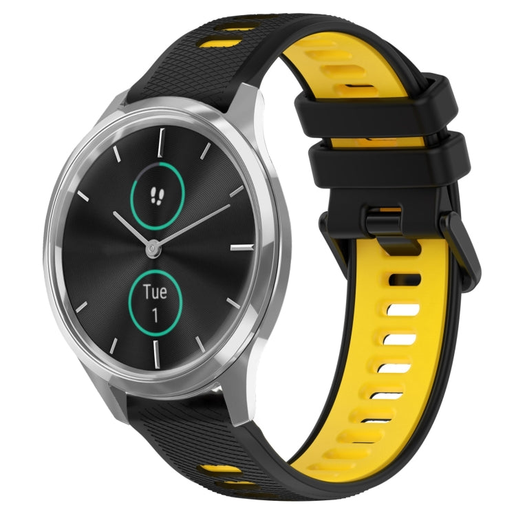For Garmin VivoMove Luxe 20mm Sports Two-Color Silicone Watch Band(Black+Yellow) - Smart Wear by PMC TechLife | Online Shopping South Africa | PMC TechLife