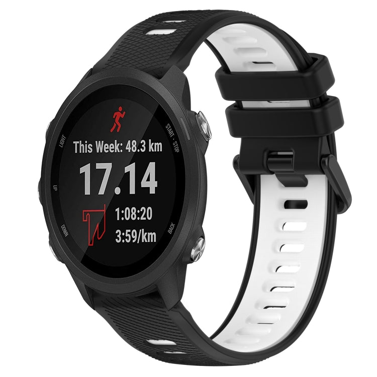 For Garmin Forerunner 245 20mm Sports Two-Color Silicone Watch Band(Black+White) - Smart Wear by PMC TechLife | Online Shopping South Africa | PMC TechLife