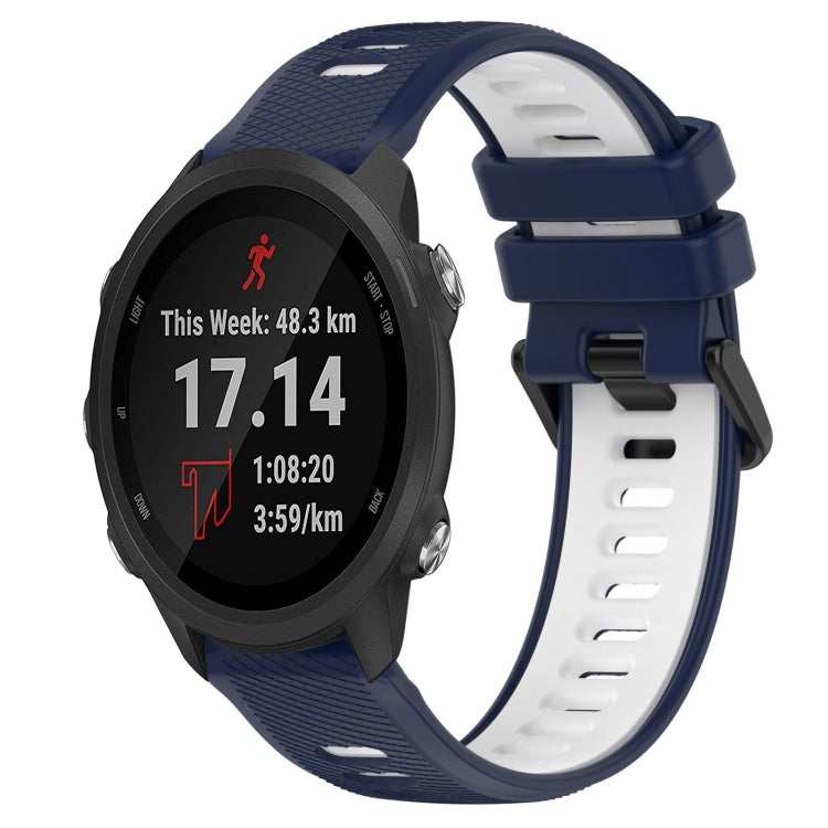 For Garmin Forerunner 245 20mm Sports Two-Color Silicone Watch Band(Midnight Blue+White) - Smart Wear by PMC TechLife | Online Shopping South Africa | PMC TechLife
