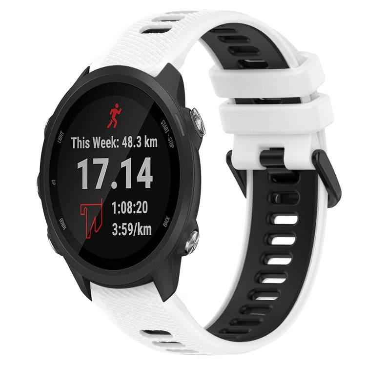 For Garmin Forerunner 245 Music 20mm Sports Two-Color Silicone Watch Band(White+Black) - Smart Wear by PMC TechLife | Online Shopping South Africa | PMC TechLife