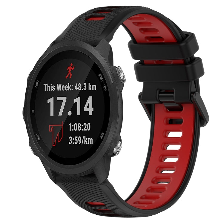 For Garmin Forerunner 245 Music 20mm Sports Two-Color Silicone Watch Band(Black+Red) - Smart Wear by PMC TechLife | Online Shopping South Africa | PMC TechLife