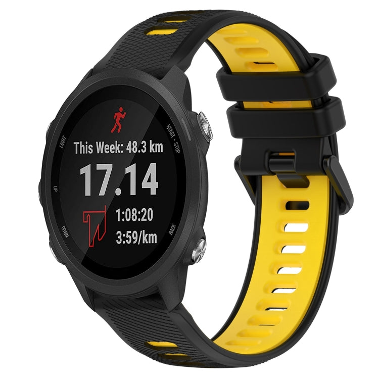 For Garmin Forerunner 245 Music 20mm Sports Two-Color Silicone Watch Band(Black+Yellow) - Smart Wear by PMC TechLife | Online Shopping South Africa | PMC TechLife