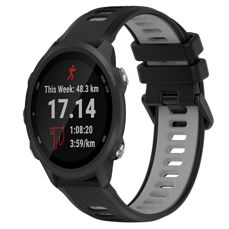 For Garmin Forerunner 245 Music 20mm Sports Two-Color Silicone Watch Band(Black+Grey) - Smart Wear by PMC TechLife | Online Shopping South Africa | PMC TechLife