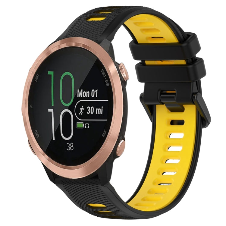 For Garmin Forerunner 645 20mm Sports Two-Color Silicone Watch Band(Black+Yellow) - Smart Wear by PMC TechLife | Online Shopping South Africa | PMC TechLife