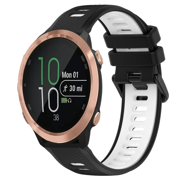 For Garmin Forerunner 645 Music 20mm Sports Two-Color Silicone Watch Band(Black+White) - Smart Wear by PMC TechLife | Online Shopping South Africa | PMC TechLife