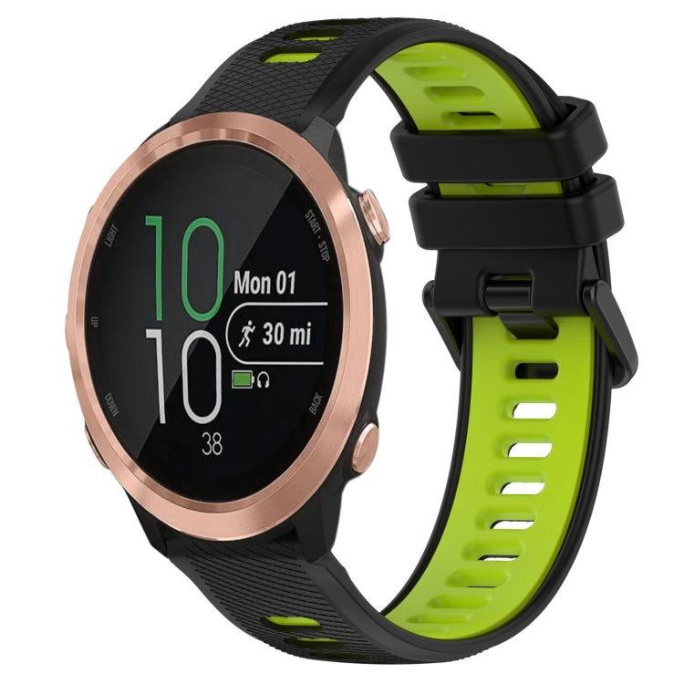 For Garmin Forerunner 645 Music 20mm Sports Two-Color Silicone Watch Band(Black+Green) - Smart Wear by PMC TechLife | Online Shopping South Africa | PMC TechLife