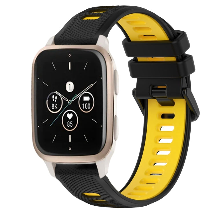 For Garmin Forerunner Sq2 Music 20mm Sports Two-Color Silicone Watch Band(Black+Yellow) - Smart Wear by PMC TechLife | Online Shopping South Africa | PMC TechLife