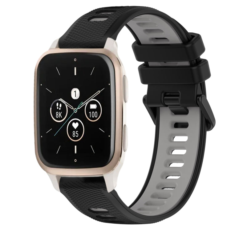 For Garmin Forerunner Sq2 Music 20mm Sports Two-Color Silicone Watch Band(Black+Grey) - Smart Wear by PMC TechLife | Online Shopping South Africa | PMC TechLife