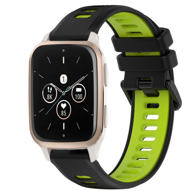 For Garmin Forerunner Sq2 Music 20mm Sports Two-Color Silicone Watch Band(Black+Green) - Smart Wear by PMC TechLife | Online Shopping South Africa | PMC TechLife