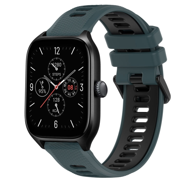 For Amazfit GTS 4 20mm Sports Two-Color Silicone Watch Band(Olive Green + Black) -  by PMC TechLife | Online Shopping South Africa | PMC TechLife