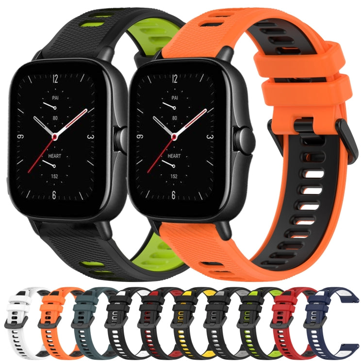 For Amazfit GTS 2E 20mm Sports Two-Color Silicone Watch Band(Midnight Blue+White) -  by PMC TechLife | Online Shopping South Africa | PMC TechLife