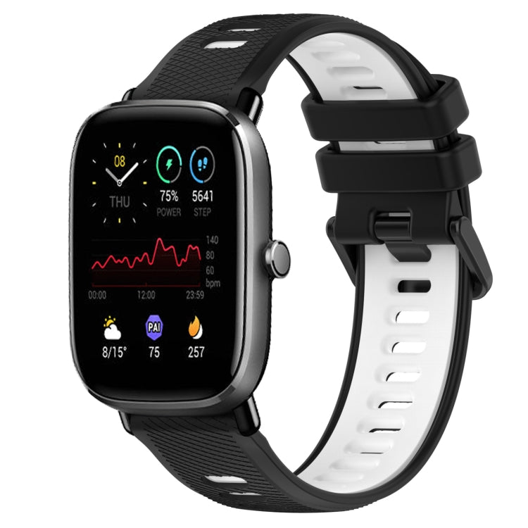 For Amazfit GTS 2 Mini 20mm Sports Two-Color Silicone Watch Band(Black+White) - Smart Wear by PMC TechLife | Online Shopping South Africa | PMC TechLife