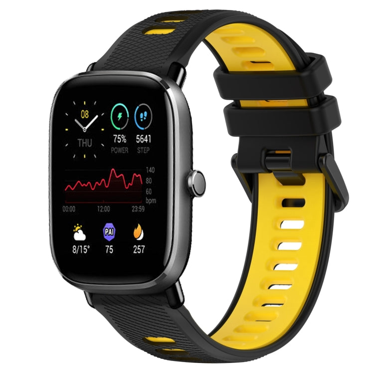 For Amazfit GTS 2 Mini 20mm Sports Two-Color Silicone Watch Band(Black+Yellow) -  by PMC TechLife | Online Shopping South Africa | PMC TechLife