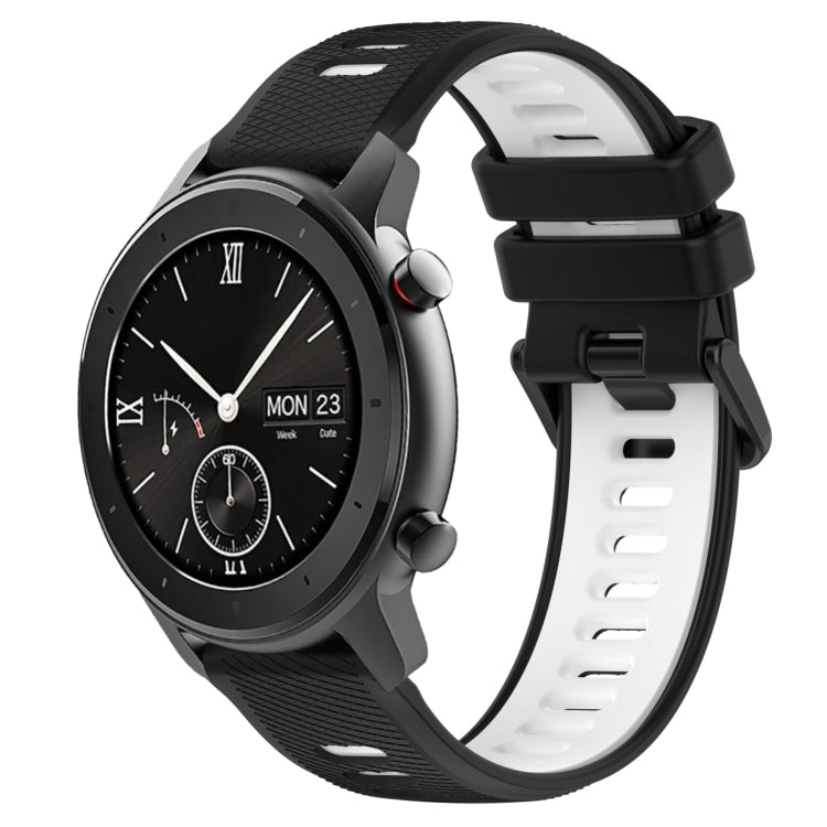 For Amazfit GTR 42mm 20mm Sports Two-Color Silicone Watch Band(Black+White) -  by PMC TechLife | Online Shopping South Africa | PMC TechLife