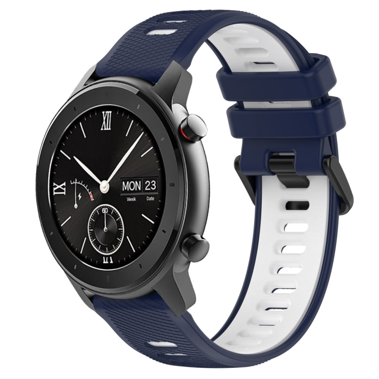 For Amazfit GTR 42mm 20mm Sports Two-Color Silicone Watch Band(Midnight Blue+White) - Smart Wear by PMC TechLife | Online Shopping South Africa | PMC TechLife