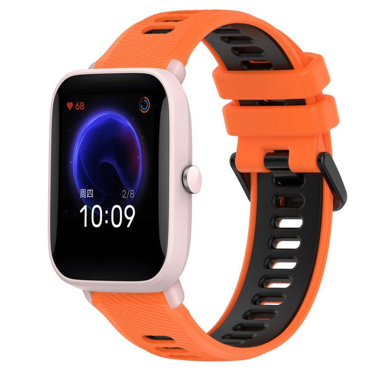 For Amazfit Pop Pro 20mm Sports Two-Color Silicone Watch Band(Orange+Black) - Smart Wear by PMC TechLife | Online Shopping South Africa | PMC TechLife