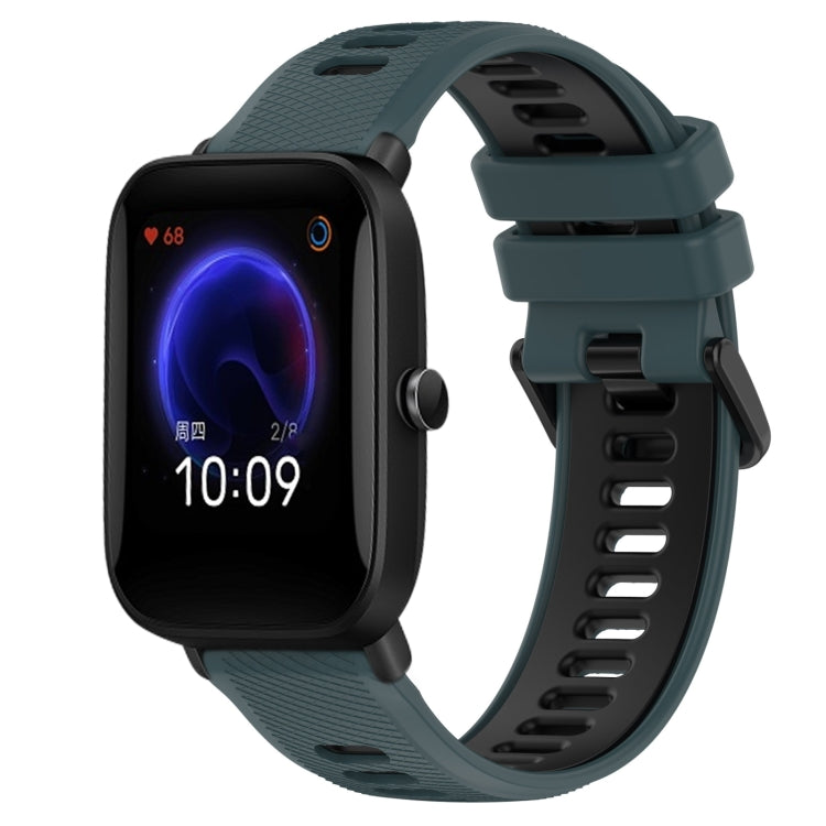 For Amazfit Pop 20mm Sports Two-Color Silicone Watch Band(Olive Green + Black) -  by PMC TechLife | Online Shopping South Africa | PMC TechLife