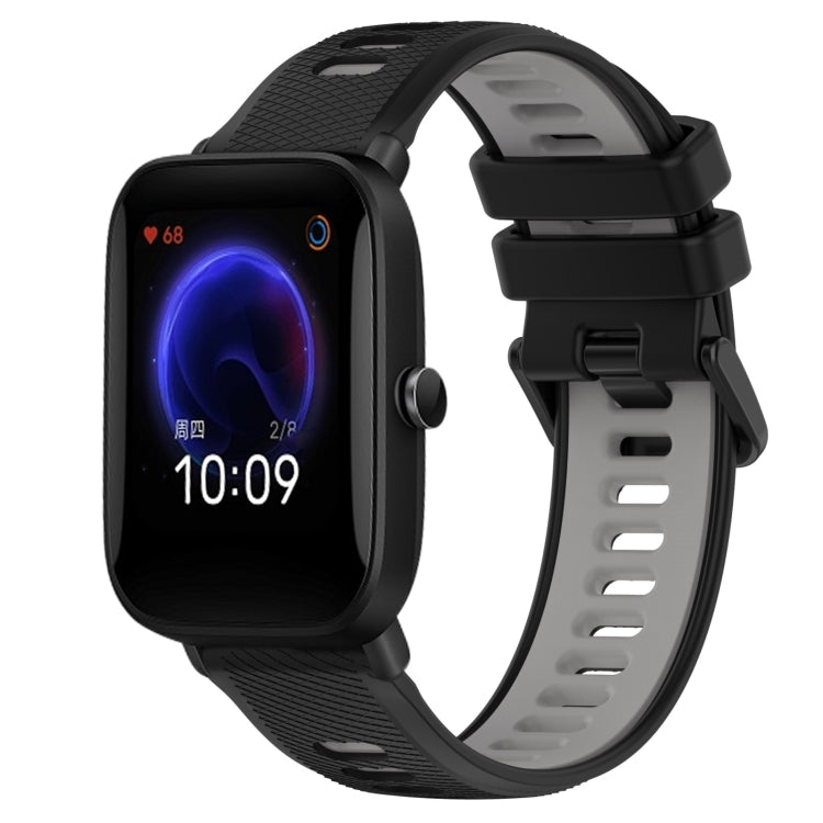 For Amazfit Pop 20mm Sports Two-Color Silicone Watch Band(Black+Grey) - Smart Wear by PMC TechLife | Online Shopping South Africa | PMC TechLife