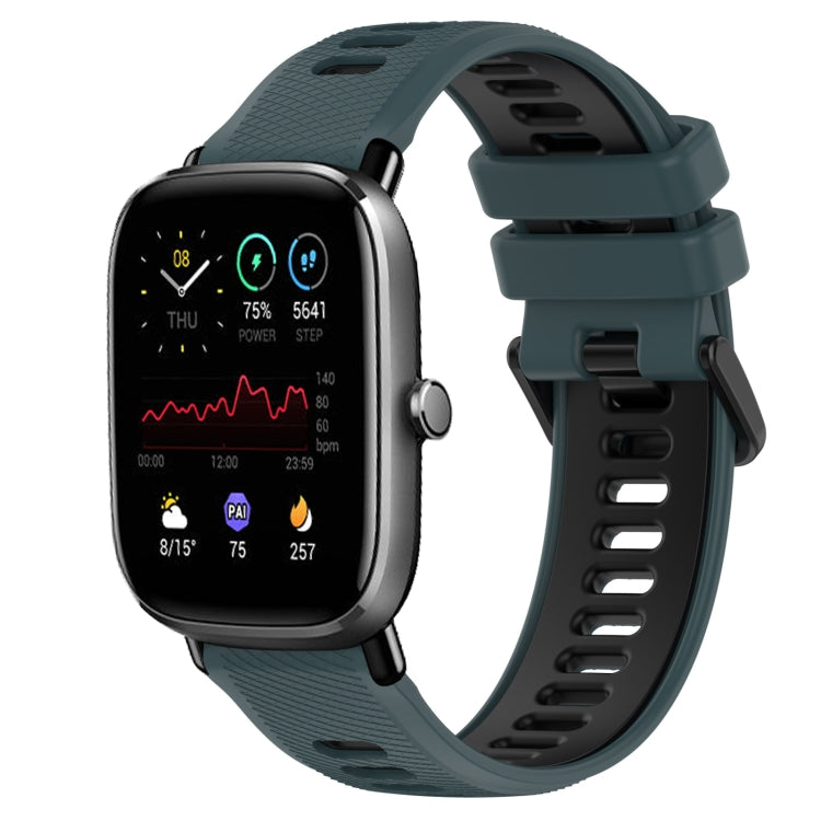 For Amazfit GTS 4 Mini 20mm Sports Two-Color Silicone Watch Band(Olive Green + Black) -  by PMC TechLife | Online Shopping South Africa | PMC TechLife