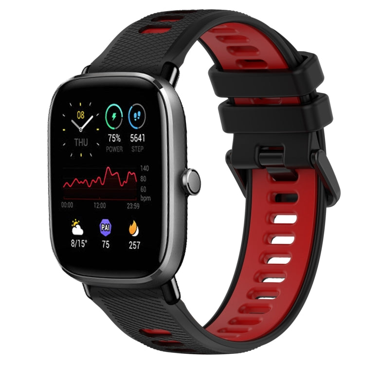 For Amazfit GTS 4 Mini 20mm Sports Two-Color Silicone Watch Band(Black+Red) - Smart Wear by PMC TechLife | Online Shopping South Africa | PMC TechLife