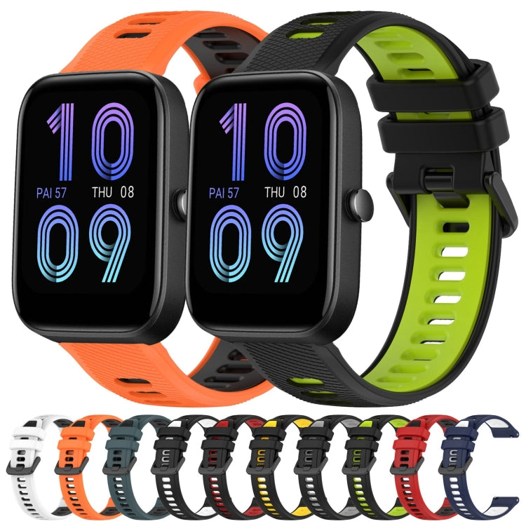 For Amazfit Bip3 20mm Sports Two-Color Silicone Watch Band(Midnight Blue+White) - Smart Wear by PMC TechLife | Online Shopping South Africa | PMC TechLife