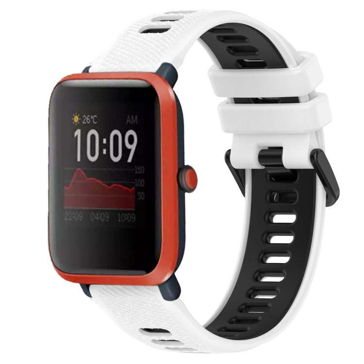 For Amazfit Bip 1S 20mm Sports Two-Color Silicone Watch Band(White+Black) -  by PMC TechLife | Online Shopping South Africa | PMC TechLife