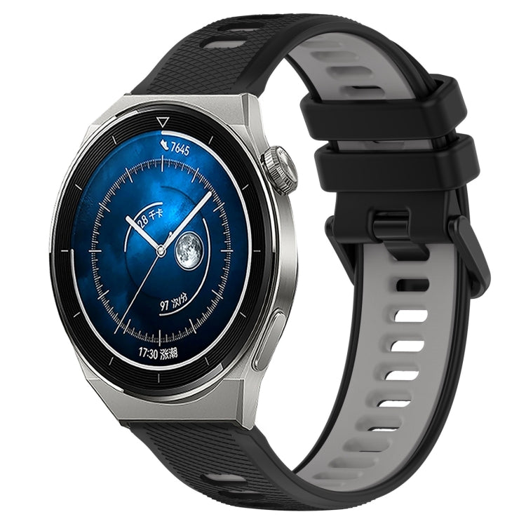 For Huawei Watch GT3 Pro 43mm 20mm Sports Two-Color Silicone Watch Band(Black+Grey) - Smart Wear by PMC TechLife | Online Shopping South Africa | PMC TechLife