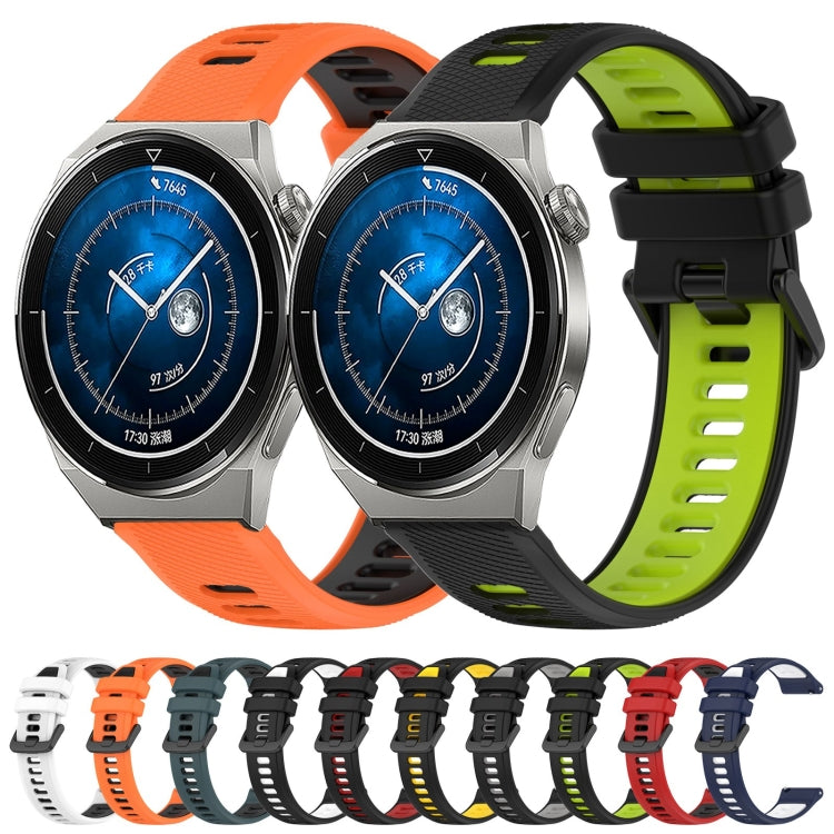 For Huawei Watch GT3 Pro 43mm 20mm Sports Two-Color Silicone Watch Band(Black+Grey) - Smart Wear by PMC TechLife | Online Shopping South Africa | PMC TechLife