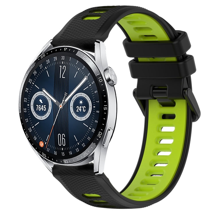 For Huawei Watch GT3 42mm 20mm Sports Two-Color Silicone Watch Band(Black+Green) - Smart Wear by PMC TechLife | Online Shopping South Africa | PMC TechLife
