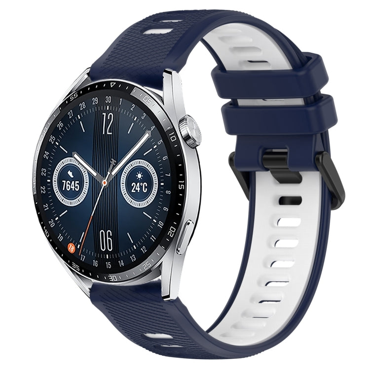 For Huawei Watch GT3 42mm 20mm Sports Two-Color Silicone Watch Band(Midnight Blue+White) - Smart Wear by PMC TechLife | Online Shopping South Africa | PMC TechLife