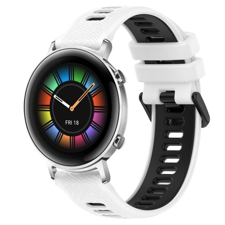 For Huawei Watch GT2 42mm 20mm Sports Two-Color Silicone Watch Band(White+Black) - Smart Wear by PMC TechLife | Online Shopping South Africa | PMC TechLife