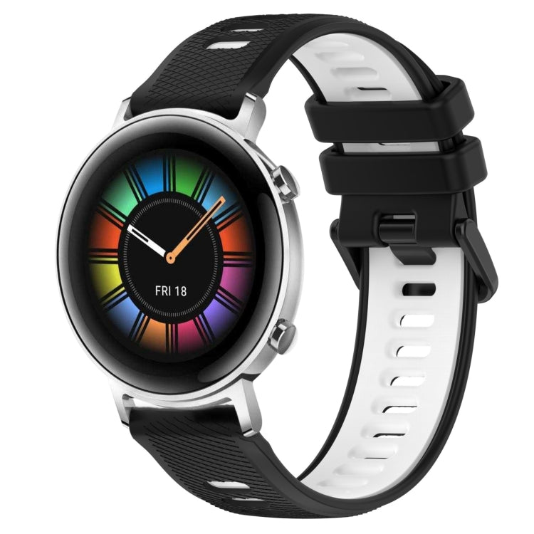 For Huawei Watch GT2 42mm 20mm Sports Two-Color Silicone Watch Band(Black+White) - Smart Wear by PMC TechLife | Online Shopping South Africa | PMC TechLife