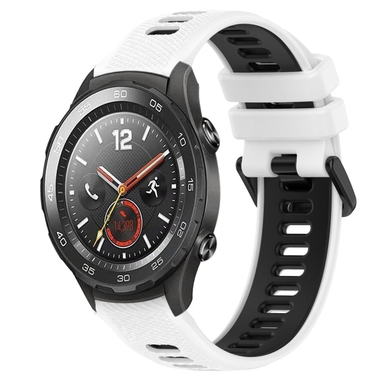 For Huawei Watch 2 20mm Sports Two-Color Silicone Watch Band(White+Black) -  by PMC TechLife | Online Shopping South Africa | PMC TechLife