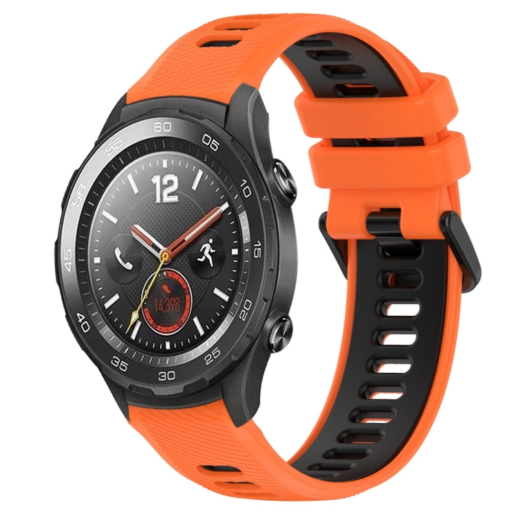 For Huawei Watch 2 20mm Sports Two-Color Silicone Watch Band(Orange+Black) - Smart Wear by PMC TechLife | Online Shopping South Africa | PMC TechLife