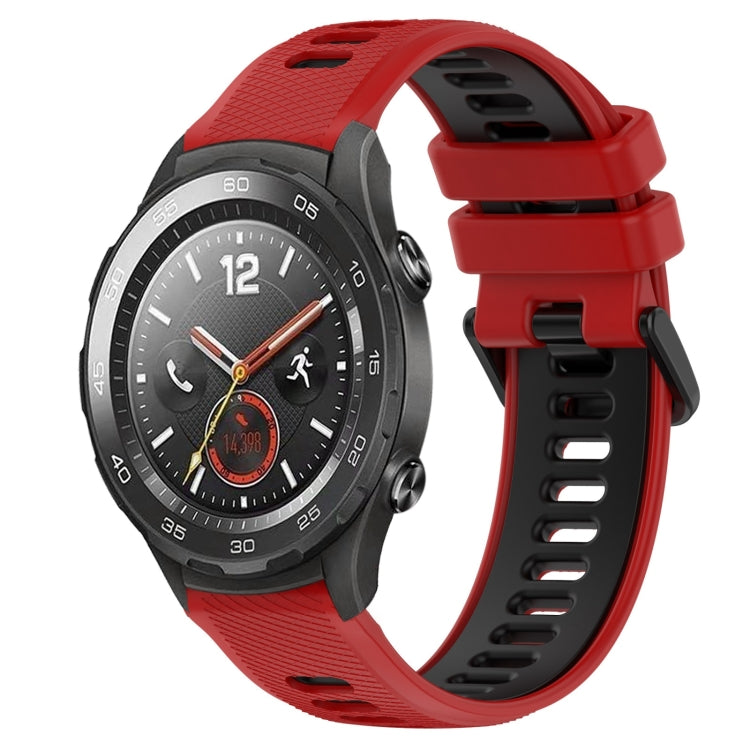 For Huawei Watch 2 20mm Sports Two-Color Silicone Watch Band(Red+Black) - Watch Bands by PMC TechLife | Online Shopping South Africa | PMC TechLife